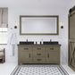 ABERDEEN 72"W x 34"H Grizzle Gray Double-Sink Vanity with Blue Limestone Countertop + Mirror