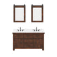 ABERDEEN 60"W x 34"H Sierra Rustic Double-Sink Vanity with Carrara White Marble Countertop + Mirrors