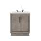 HUGO 30"W x 34.3"H Gray Oak Single-Sink Vanity with Carrara White Marble Countertop + Hook Faucet