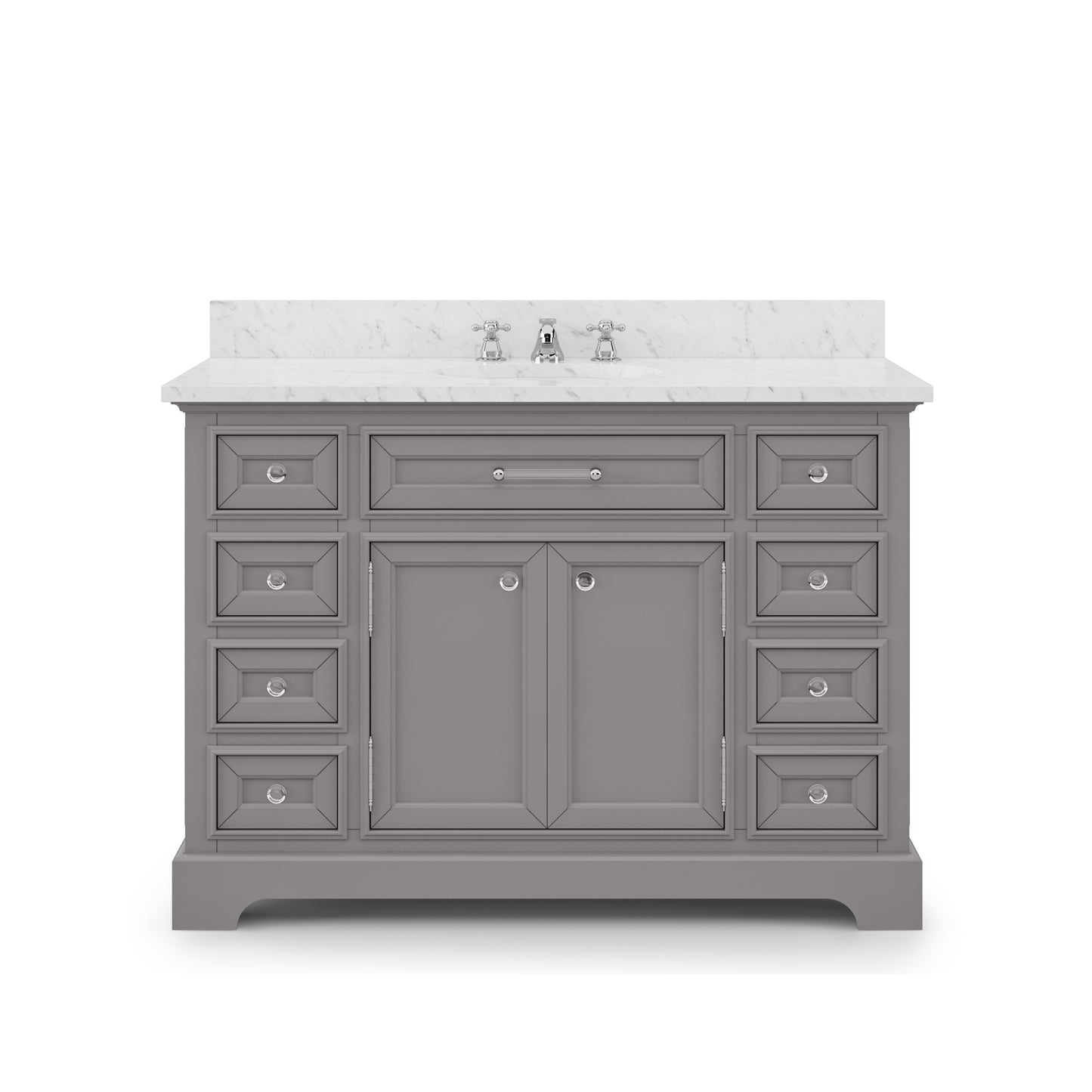 DERBY 48"W x 34"H Cashmere Gray Single-Sink Vanity with Carrara White Marble Countertop + Faucet