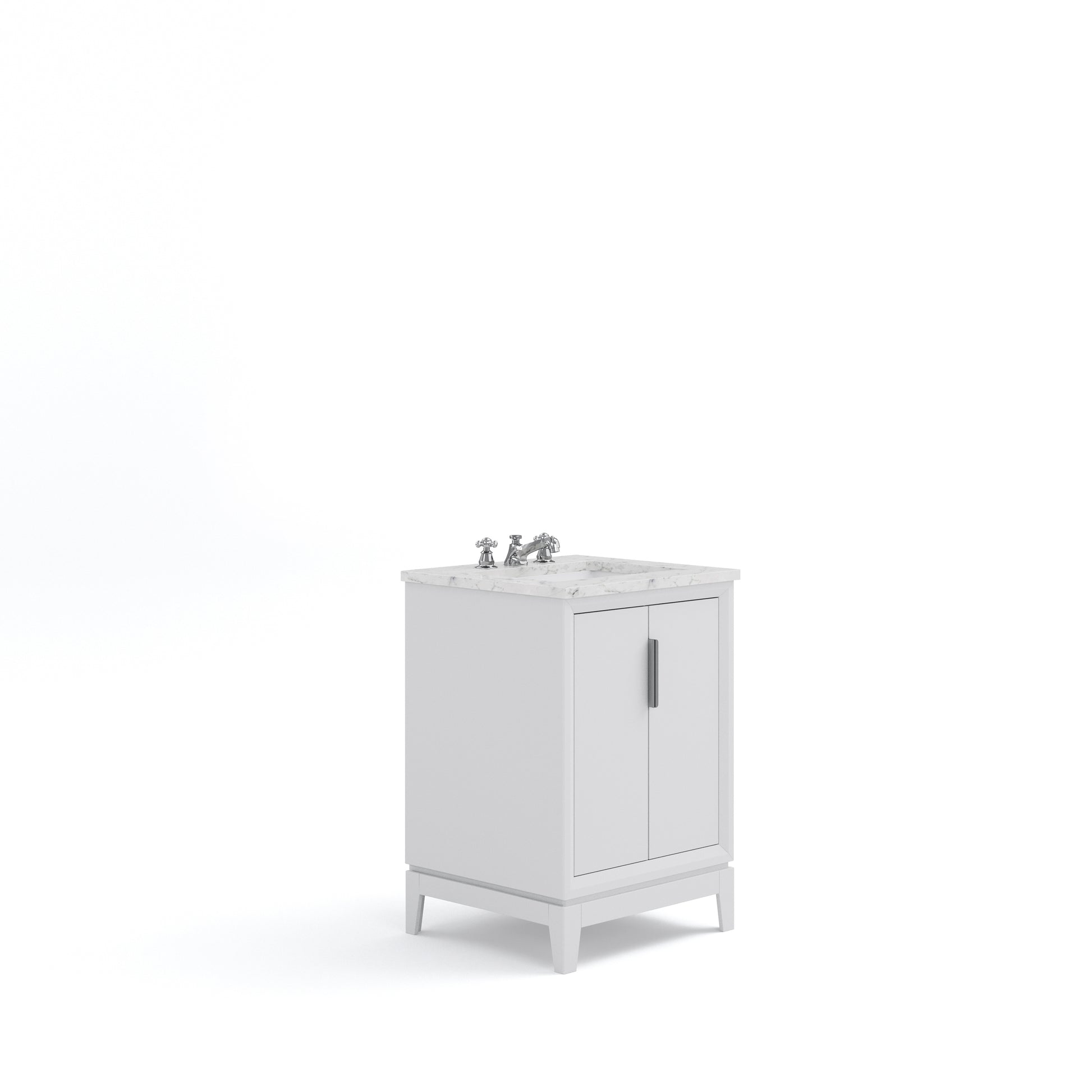 ELIZABETH 24"W x 34.25"H Pure White Single-Sink Vanity with Carrara White Marble Countertop + Faucets (F2-0009-01-BX)