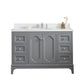 QUEEN 48"W x 34"H Cashmere Gray Single-Sink Vanity with Carrara Quartz Countertop + Faucets (F2-0013)