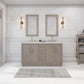 HUGO 60"W x 34.3"H Gray Oak Double-Sink Vanity with Carrara White Marble Countertop + Mirrors