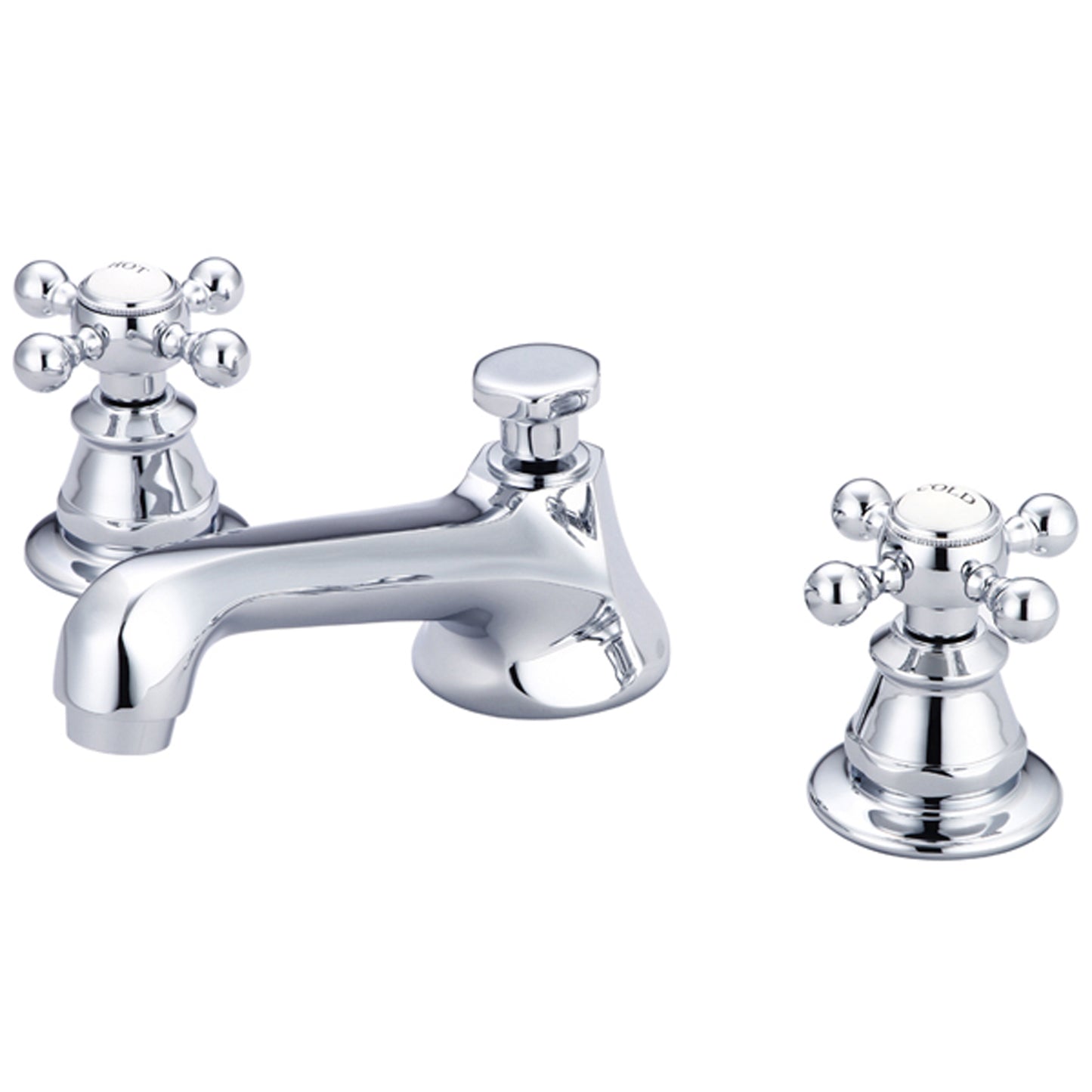 American 20th Century Classic Widespread Bathroom F2-0009 Faucets With Pop-Up Drain in Chrome Finish, With Metal Cross Handles, Hot And Cold Labels Included