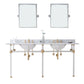 EMPIRE 72"W x 34"H  Double Washstand , P-Trap, Countertop with Sink, F2-0013 Faucet and Mirror included, in Satin Gold Finish