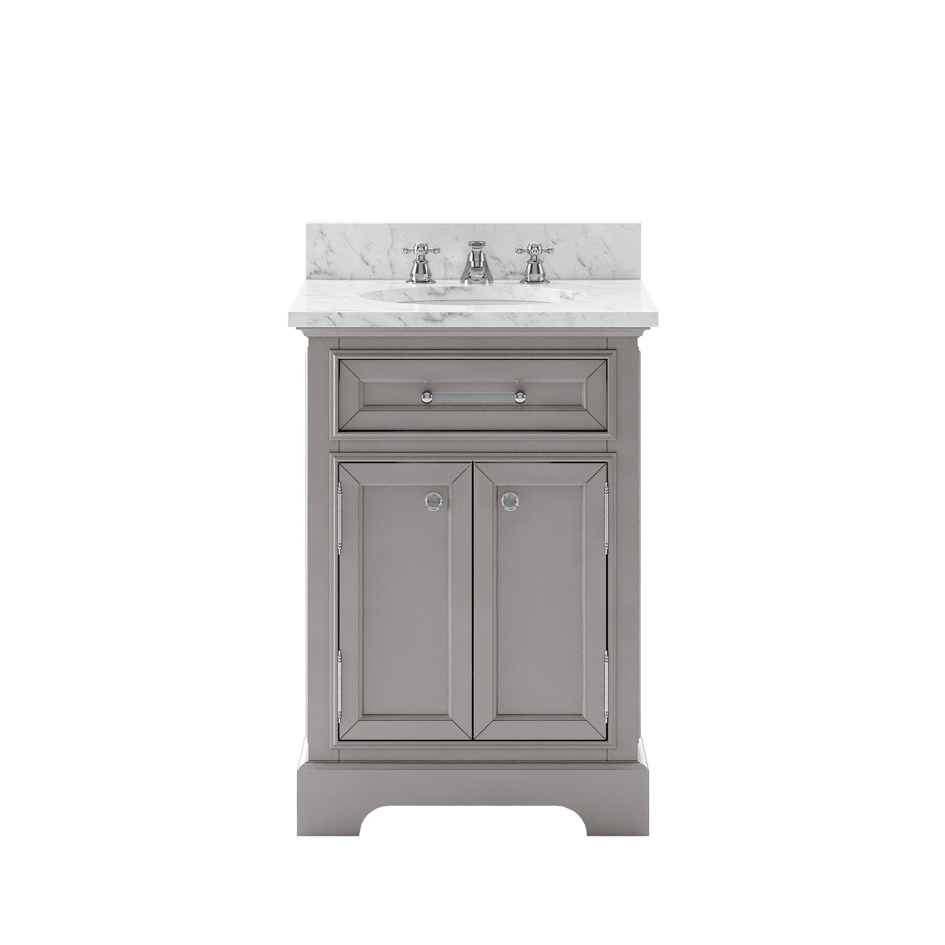 DERBY 24"W x 34"H Cashmere Gray Single-Sink Vanity with Carrara White Marble Countertop