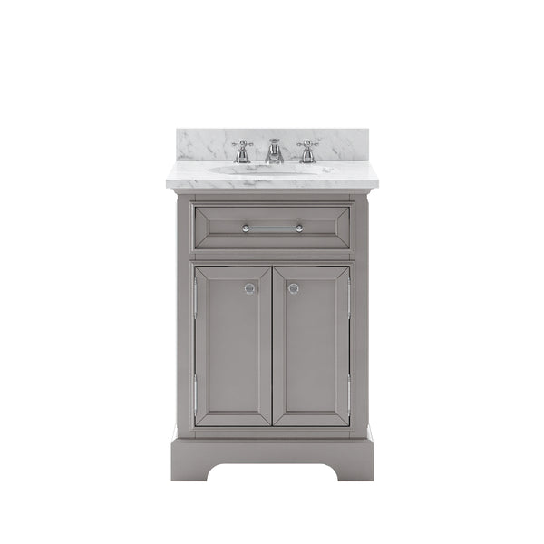 DERBY 24W x 34H Cashmere Gray Single-Sink Vanity with Carrara White Marble Countertop