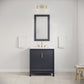 ELIZABETH 30"W x 34.25"H Monarch Blue Single-Sink Vanity with Carrara White Marble Countertop + Mirror