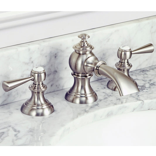 Modern Classic Widespread Bathroom F2-0013 Faucets With Pop-Up Drain in Brushed Nickel Finish, With Torch Lever Handles