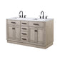 CHESTNUT 60"W x 34.2"H Gray Oak Double-Sink Vanity with Carrara White Marble Countertop + Faucets