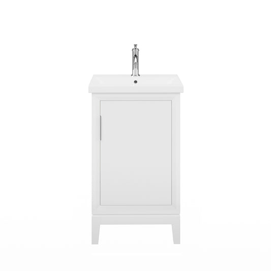 ELSA 20.5"W x 34"H Pure White Integrated Ceramic Sink Vanity + Modern Single Faucet