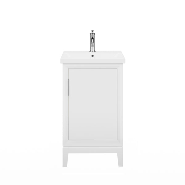 ELSA 20.5W x 34H Pure White Integrated Ceramic Sink Vanity + Modern Single Faucet