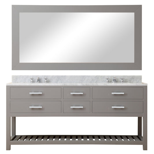 MADALYN 72"W x 34"H Cashmere Gray Double-Sink Vanity + Faucets & Mirror