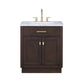 CHESTNUT 30"W x 34.2"H Brown Oak Single-Sink Vanity with Carrara White Marble Countertop + Faucet