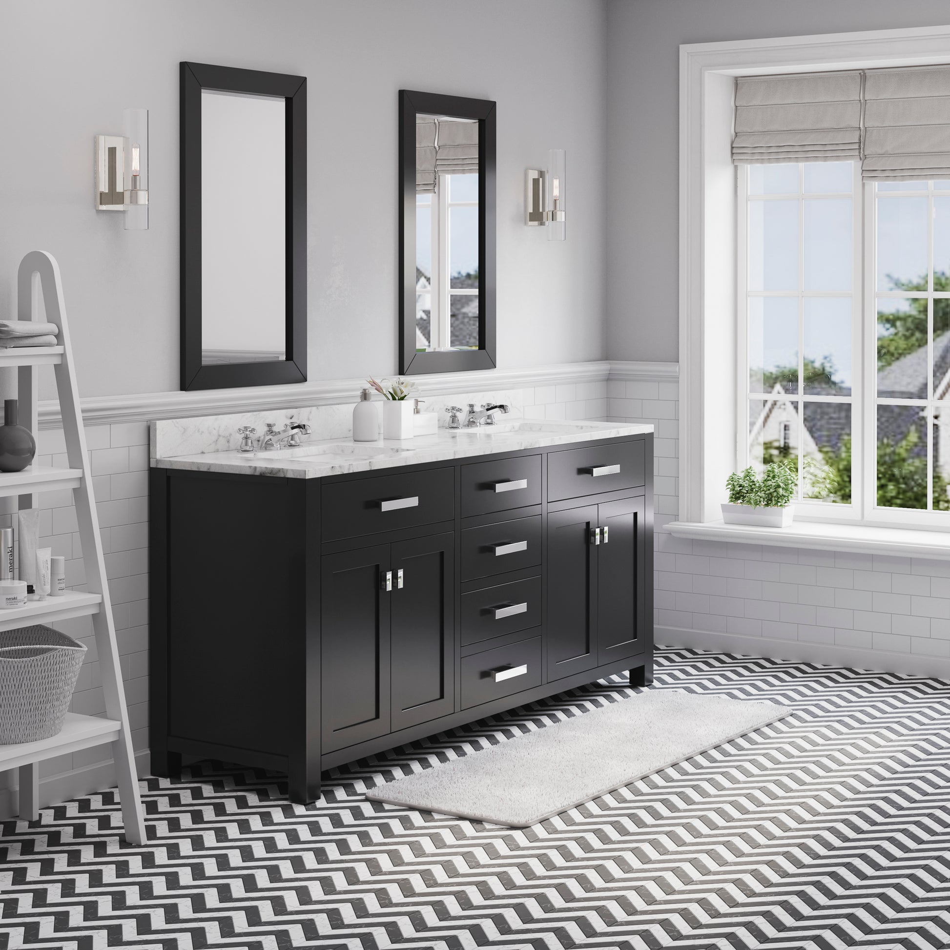 MADISON 72"W x 34"H Espresso Double-Sink Vanity + Faucets & Mirrors