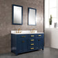 MADISON 60"W x 34"H Monarch Blue Double-Sink Vanity with Carrara White Marble Countertop + Faucets (F2-0012-06-TL)