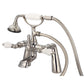 Vintage Classic 7" Spread Deck Mount Tub Faucet With Handheld Shower in Polished Nickel Finish, With Porcelain Lever Handles Without labels