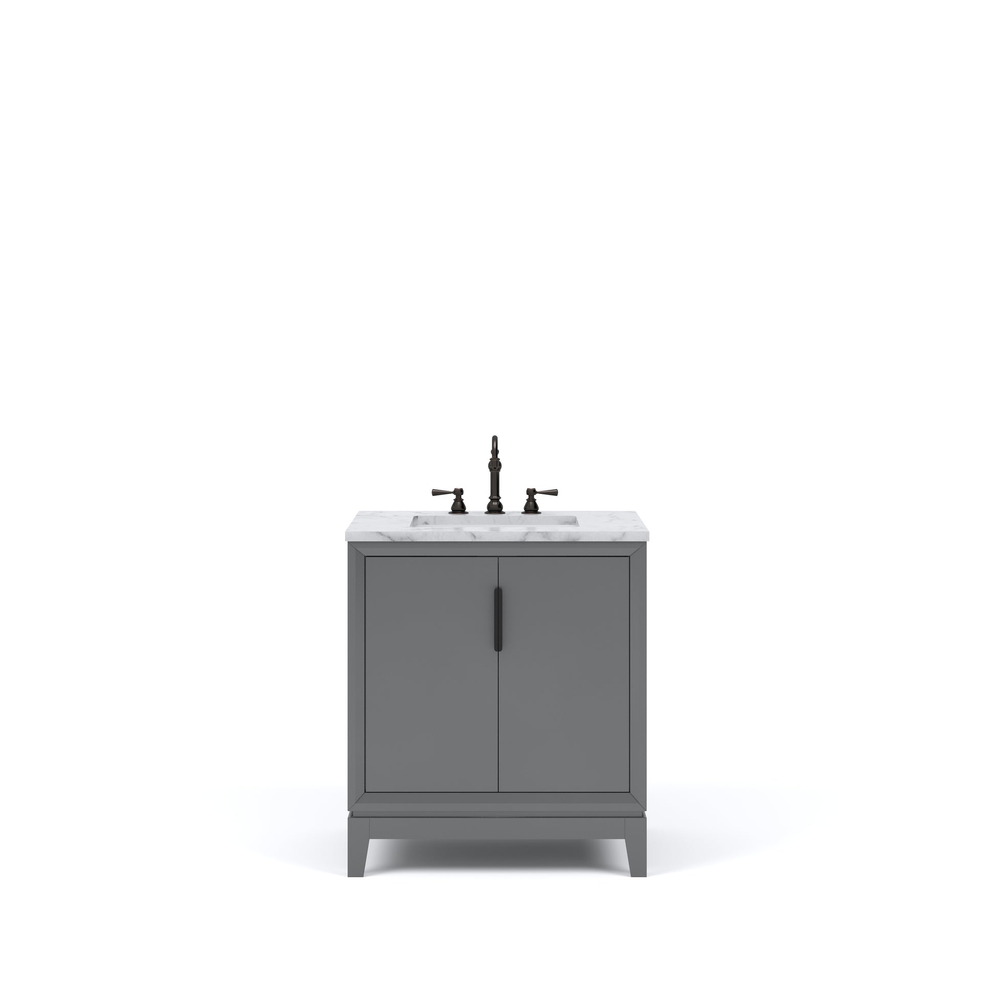 ELIZABETH 30"W x 34.25"H Cashmere Gray Single-Sink Vanity with Carrara White Marble Countertop + Faucets (F2-0012-03-TL)