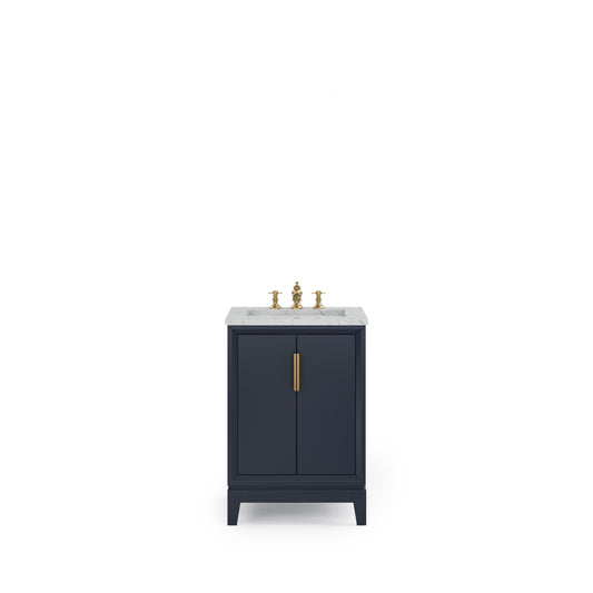 ELIZABETH 24"W x 34.25"H Monarch Blue Single-Sink Vanity with Carrara White Marble Countertop + Faucets (F2-0013-06-FX)