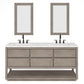 OAKMAN 72"W x 34.3"H Gray Oak Double-Sink Vanity with Carrara White Marble Countertop + Rectangular Mirrors