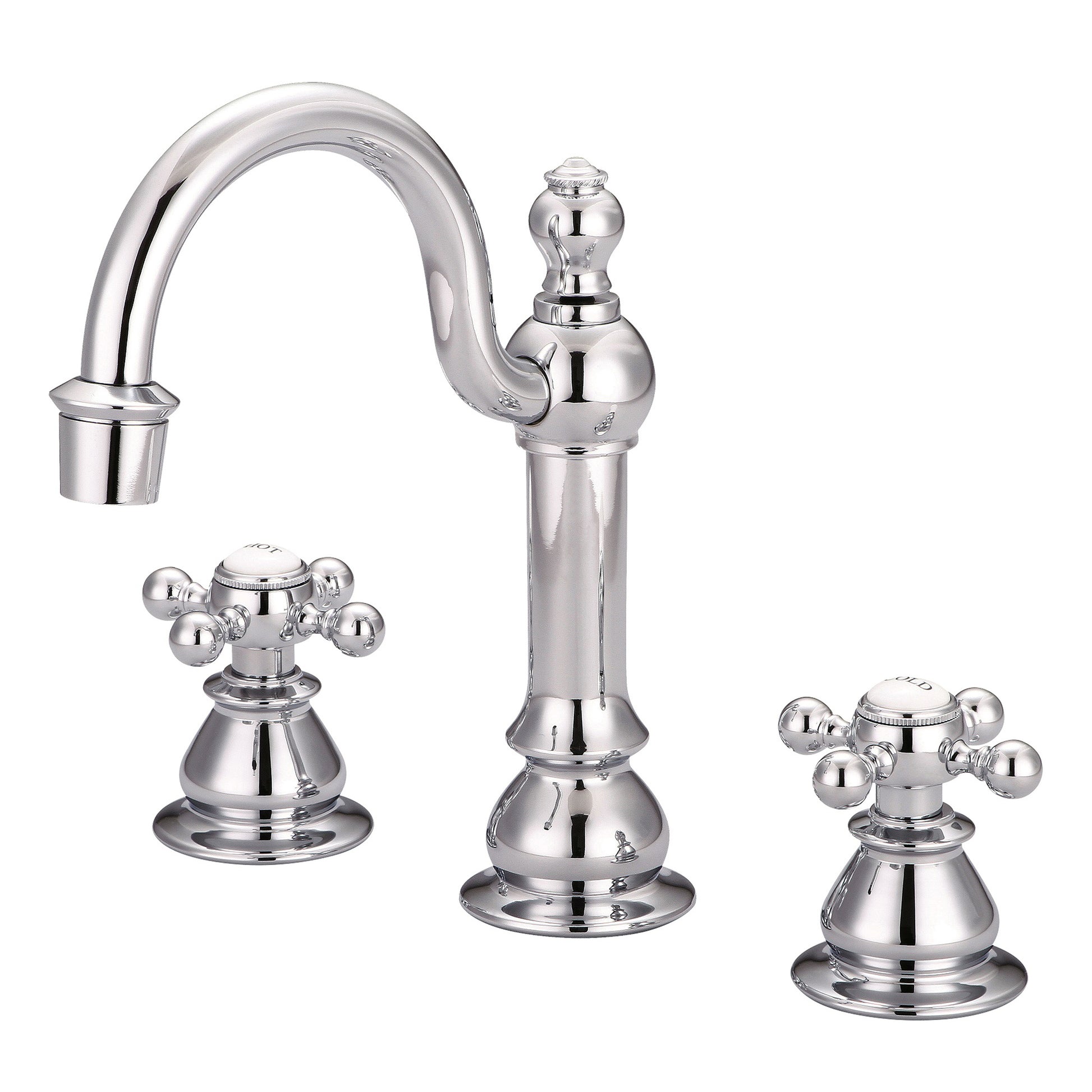 American 20th Century Classic Widespread Bathroom F2-0012 Faucets With Pop-Up Drain in Chrome Finish, With Metal Lever Handles, Hot And Cold Labels Included