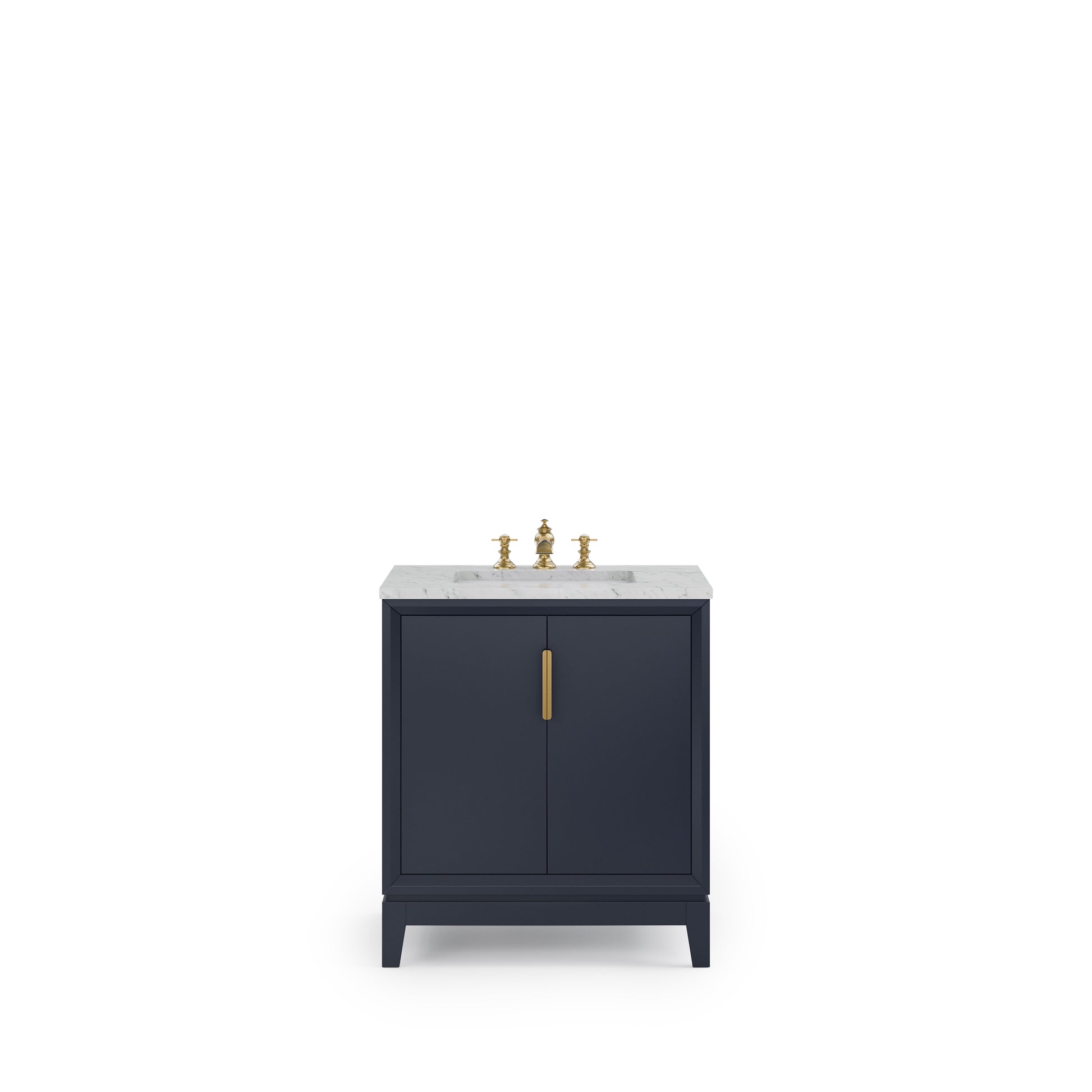 ELIZABETH 30"W x 34.25"H Monarch Blue Single-Sink Vanity with Carrara White Marble Countertop + Faucets (F2-0013-06-FX)