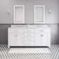 MADISON 72"W x 34"H Pure White Double-Sink Vanity + Mirrors