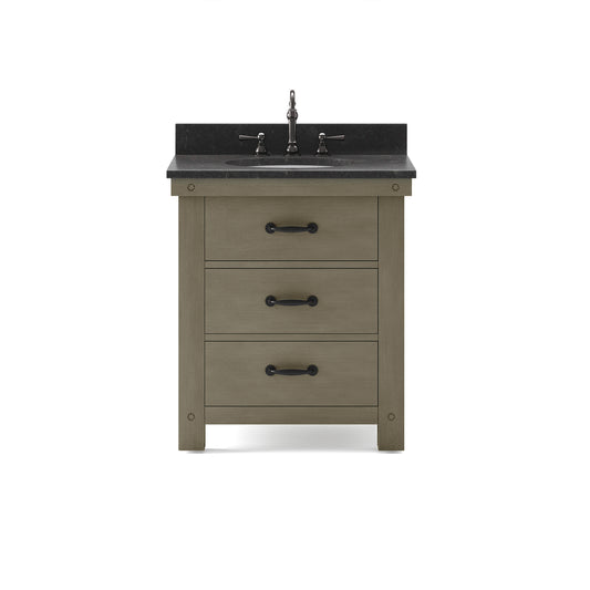 ABERDEEN 30"W x 34"H Grizzle Gray Single-Sink Vanity with Blue Limestone Countertop + Faucet