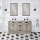 CHESTNUT 60"W x 34.2"H Gray Oak Double-Sink Vanity with Carrara White Marble Countertop + Mirrors