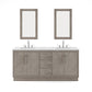 HUGO 72"W x 34.3"H Gray Oak Double-Sink Vanity with Carrara White Marble Countertop + Mirrors