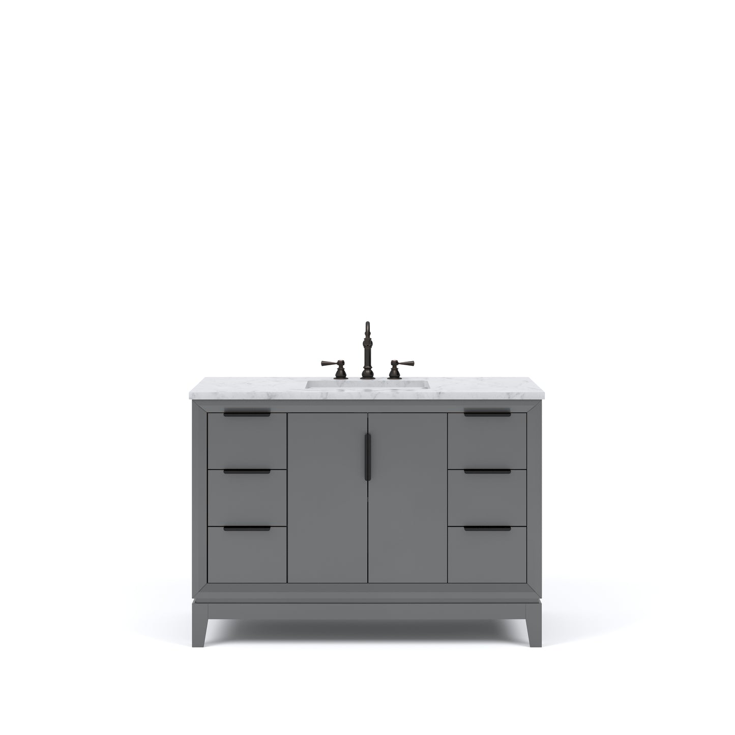 ELIZABETH 48"W x 34.25"H Cashmere Gray Single-Sink Vanity with Carrara White Marble Countertop + Faucets (F2-0012-03-TL)