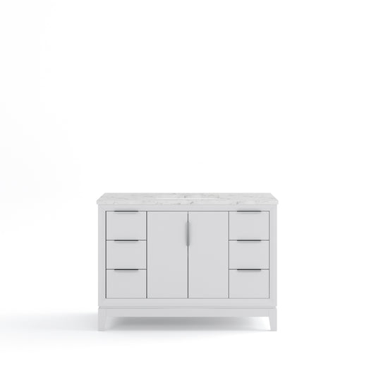 ELIZABETH 48"W x 34.25"H Pure White Single-Sink Vanity with Carrara White Marble Countertop