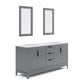 ELIZABETH 72"W x 34.25"H Cashmere Gray Double-Sink Vanity with Carrara White Marble Countertop + Mirror