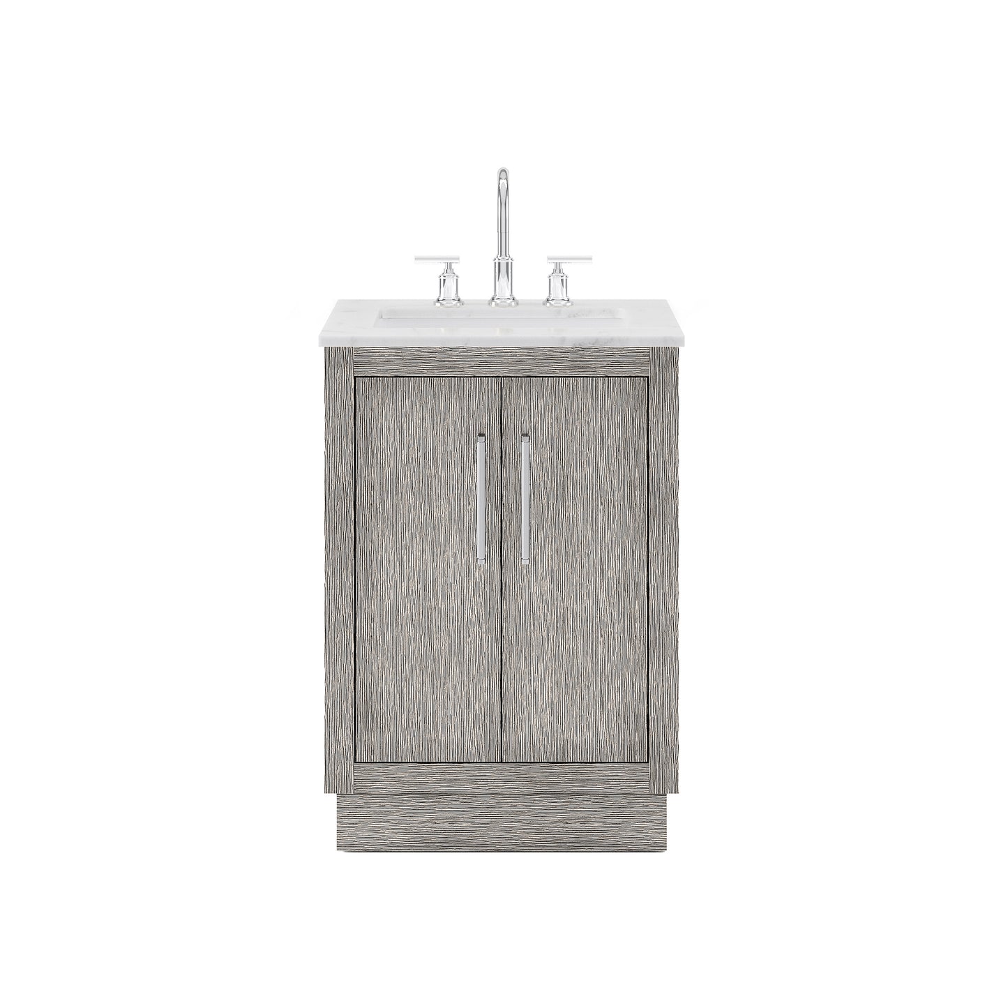 HUGO 24"W x 34.3"H Gray Oak Single-Sink Vanity with Carrara White Marble Countertop