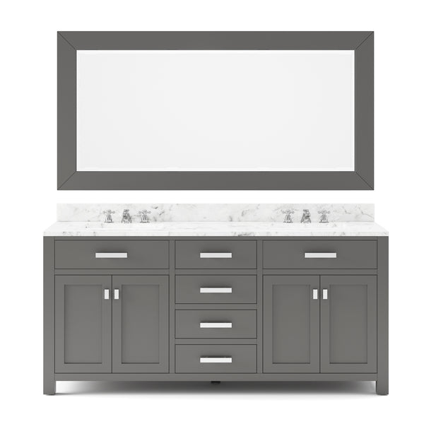 MADISON 72W x 34H Cashmere Gray Double-Sink Vanity + Faucets & Mirror