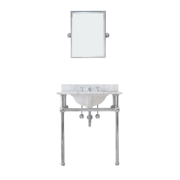 EMBASSY 30W x 34H  Single Washstand , P-Trap, Countertop with Sink, F2-0009 Faucet and Mirror included, in Chrome Finish