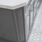 PALACE 72"W x 34"H Cashmere Gray Vanity with Carrara Quartz Countertop + Mirror, Chrome Finish Hardware & Mirror