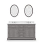 DERBY 60"W x 34"H Cashmere Gray Double-Sink Vanity with Carrara White Marble Countertop + Faucets & Mirrors