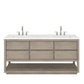 OAKMAN 72"W x 34.3"H Gray Oak Double-Sink Vanity with Carrara White Marble Countertop + Chrome Faucets