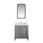 QUEEN 30"W x 34"H Cashmere Gray Single-Sink Vanity with Carrara Quartz Countertop + Faucets & Mirror (F2-0012-01-TL)