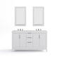 ELIZABETH 60"W x 34.25"H Pure White Double-Sink Vanity with Carrara White Marble Countertop + Faucets & Mirror (F2-0009-01-BX)