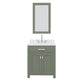 MADISON 30"W x 34"H Glacial Green Single-Sink Vanity with Carrara White Marble Countertop + Gooseneck Faucet and Mirror