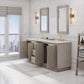 HUGO 72"W x 34.3"H Gray Oak Double-Sink Vanity with Carrara White Marble Countertop + Mirrors