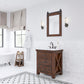 ABERDEEN 30"W x 34"H Sierra Rustic Single-Sink Vanity with Carrara White Marble Countertop + Mirror