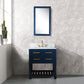 MADALYN 30"W x 34"H Monarch Blue Single-Sink Vanity with Carrara White Marble Countertop + Faucets & Mirror (F2-0012)