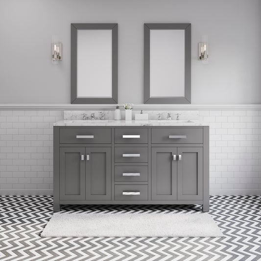 MADISON 60"W x 34"H Cashmere Gray Double-Sink Vanity + Faucets