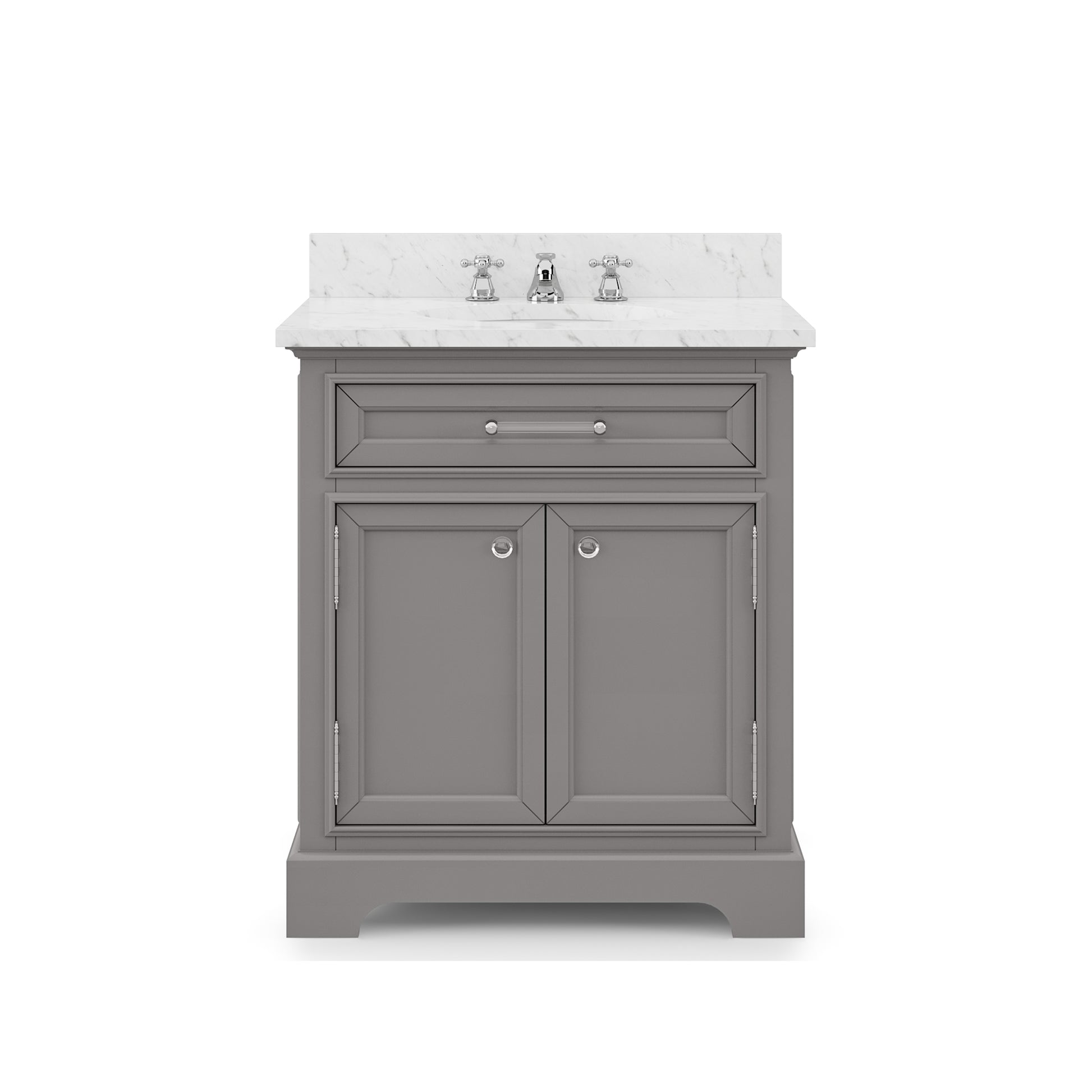 DERBY 30"W x 34"H Cashmere Gray Single-Sink Vanity with Carrara White Marble Countertop