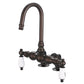 Vintage Classic 3.375" Center Deck Mount Tub Faucet With Gooseneck Spout & 2" Risers in Oil Rubbed Bronze Finish, With Porcelain Lever Handles, Hot And Cold Labels Included