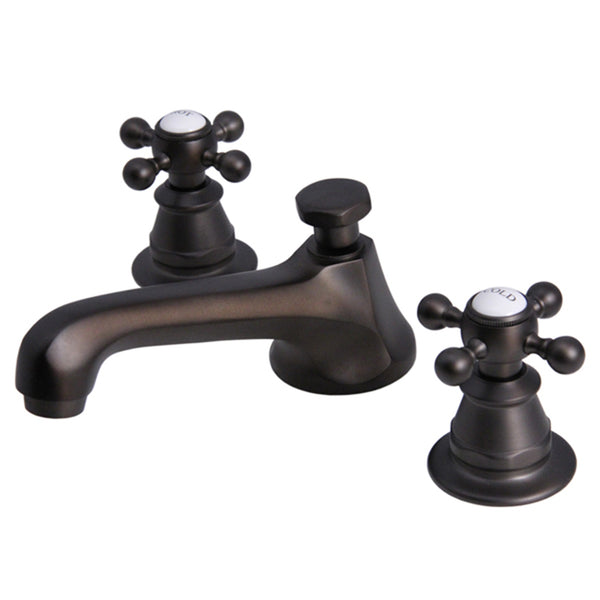 American 20th Century Classic Widespread Bathroom F2-0009 Faucets With Pop-Up Drain in Oil Rubbed Bronze Finish, With Metal Cross Handles, Hot And Cold Labels Included