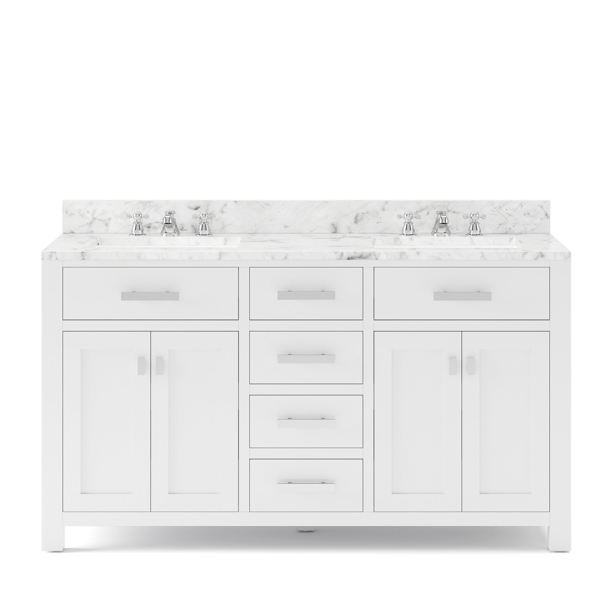 MADISON 60"W x 34"H Pure White Double-Sink Vanity